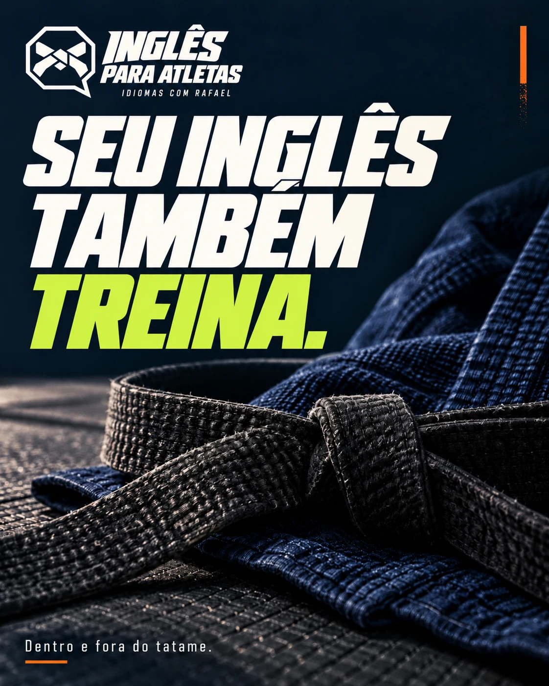 Seu inglês também treina: aplicação em azul-noite, marfim e lima